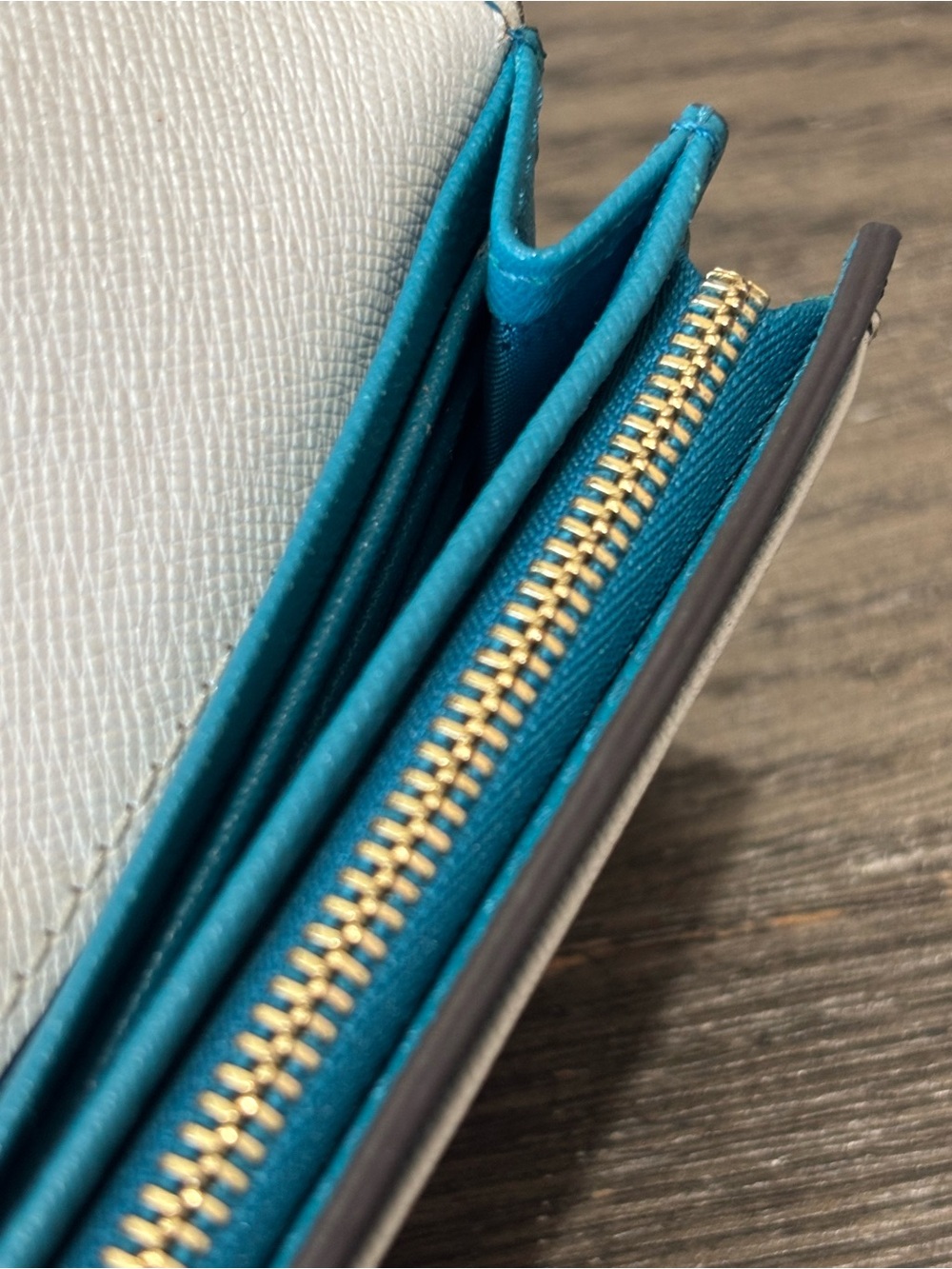 Michael Kors • Fulton Saffiano Leather Wallet • Navy | Teal | White - Picture 5 of 15